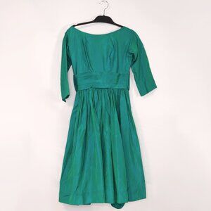 One of a Kind Vintage Green Iridescent Silk 1950's Dress